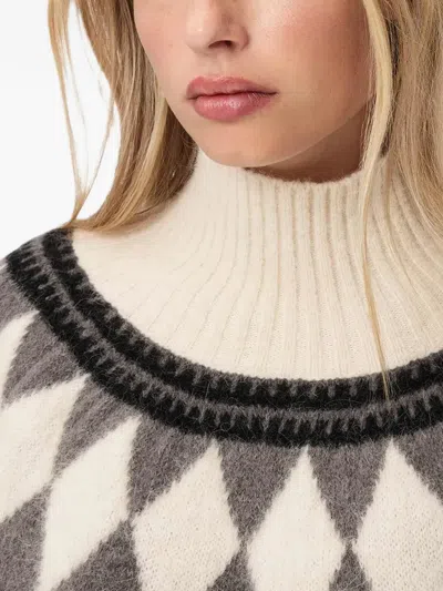 Allsaints Tara Geometric-pattern Sweater In Neutral