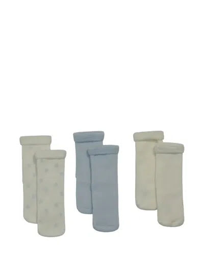 Petit Bateau Heart Print Socks (set Of Three) In Blue