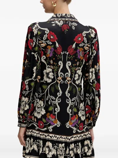 Farm Rio Rococo Flowers Black Mini Dress Rococo Flowers Black In Multi