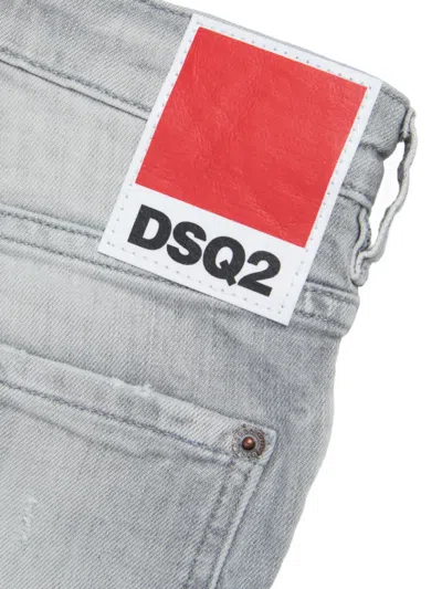 Dsquared2 Five-pocket Logo-patch Jeans In Gray