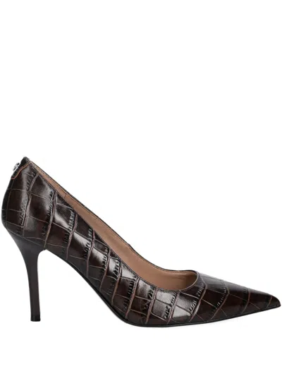 Guess Usa Pointy Crocodile Pumps In Brown