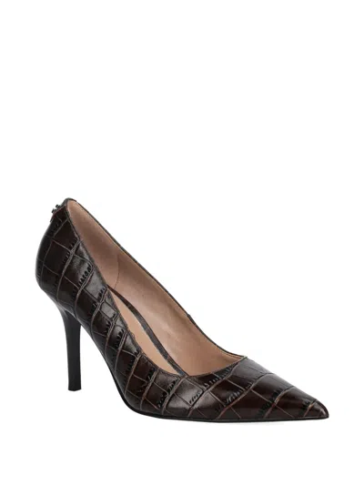 Guess Usa Pointy Crocodile Pumps In Brown