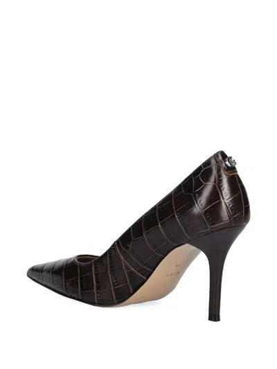 Guess Usa Pointy Crocodile Pumps In Brown