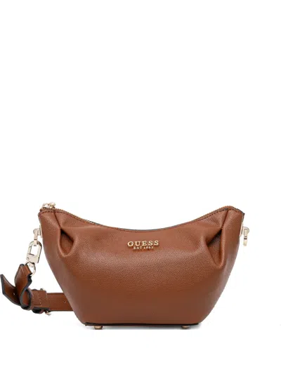 Guess Usa Amorette Brown Shoulder Bag In Brown
