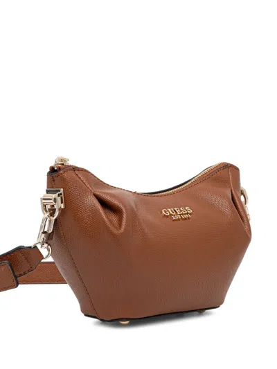 Guess Usa Amorette Brown Shoulder Bag In Brown
