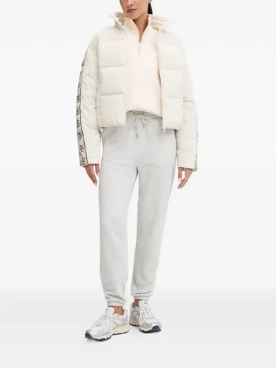 Guess Usa Patterned-trim Puffer Jacket In White