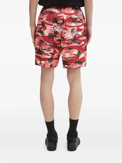 A Bathing Ape Palm-tree Printed Shorts In Red
