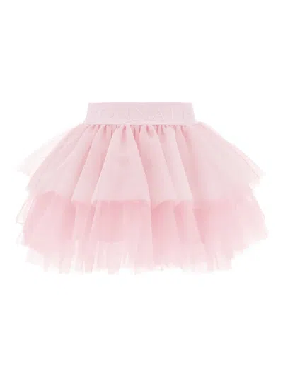 Monnalisa Logo-waistband Skirt In Pink
