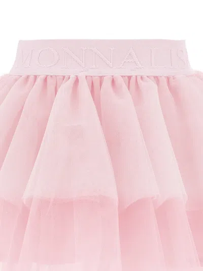 Monnalisa Logo-waistband Skirt In Pink