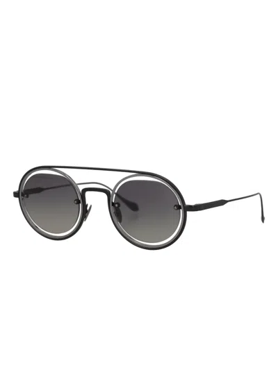 Pre-owned Giorgio Armani Round Double-bridge Sunglasses In Black