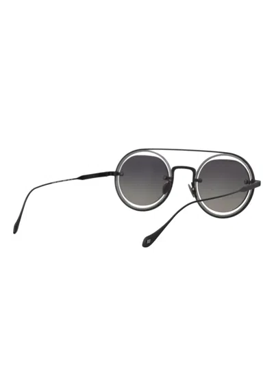 Pre-owned Giorgio Armani Round Double-bridge Sunglasses In Black