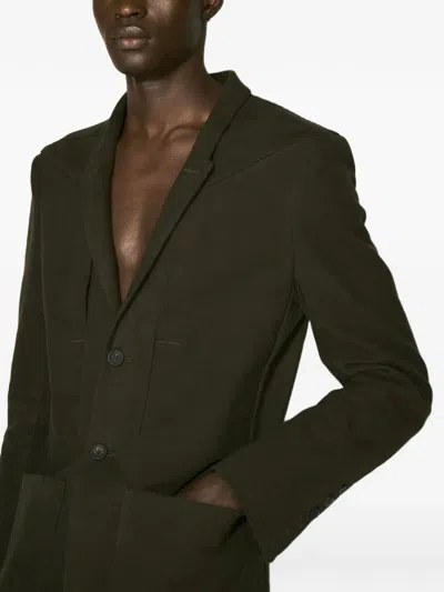 Rick Owens Button Pockets Coat In Green