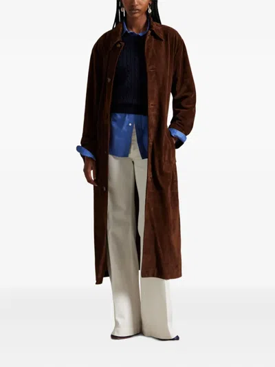 Polo Ralph Lauren Suede Coat In Brown