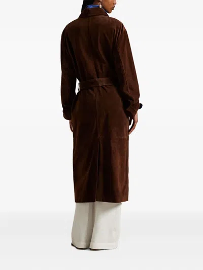 Polo Ralph Lauren Suede Coat In Brown