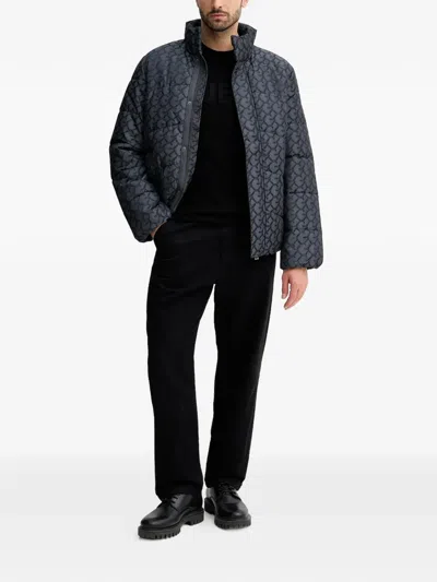 Guess Usa Logo-print Padded Jacket In Gray