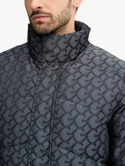 Guess Usa Logo-print Padded Jacket In Gray