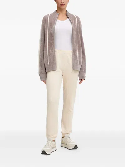 Guess Usa Striped Zip-up Sweatshirt In Gray