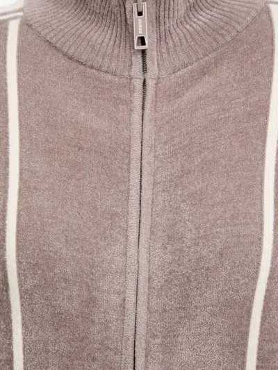 Guess Usa Striped Zip-up Sweatshirt In Gray