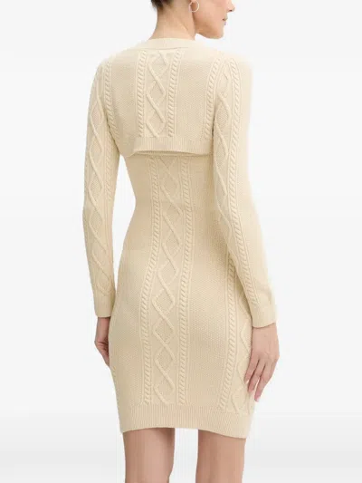 Guess Usa Cable-knit Button Mini Dress In Neutral