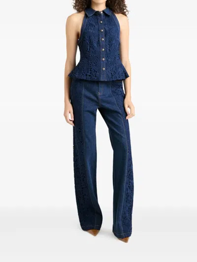 Cinq À Sept Lace Combo Francine Trousers In Blue