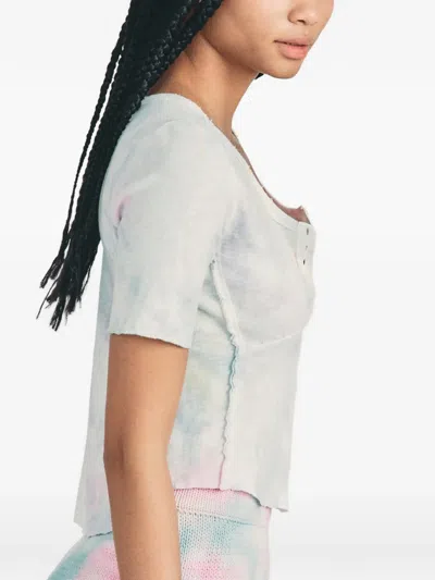 Loveshackfancy Tie Dye-pattern Button T-shirt In Multi
