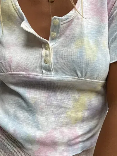 Loveshackfancy Tie Dye-pattern Button T-shirt In Multi
