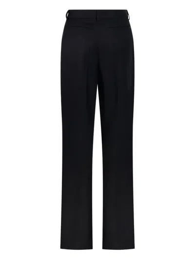 Victoria Beckham Pleated Straight Trousers In Black