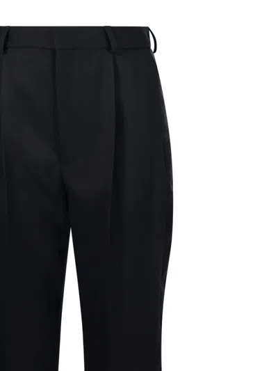 Victoria Beckham Pleated Straight Trousers In Black