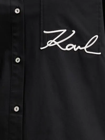 Karl Lagerfeld Pocket Logo-embroidered Shirt In Black