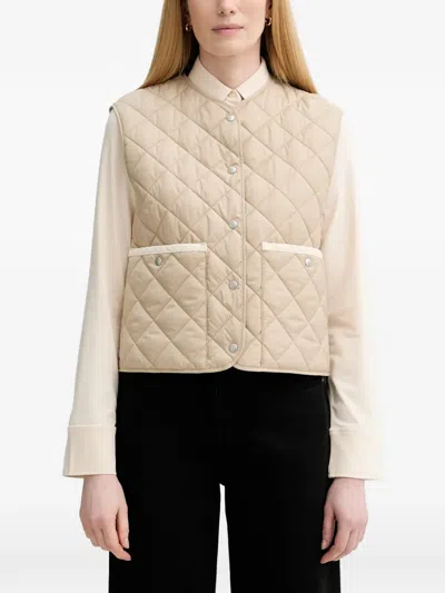 Marc O'polo Quilted Buttoned Gilet In Neutral