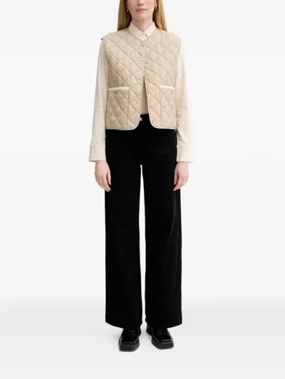 Marc O'polo Quilted Buttoned Gilet In Neutral