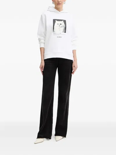 Karl Lagerfeld Cat-print Hoodie In White