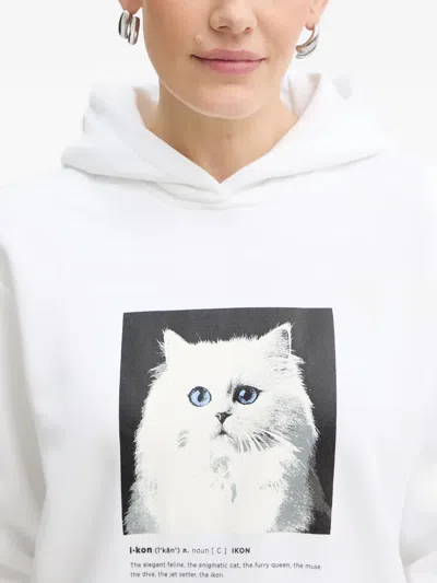 Karl Lagerfeld Cat-print Hoodie In White