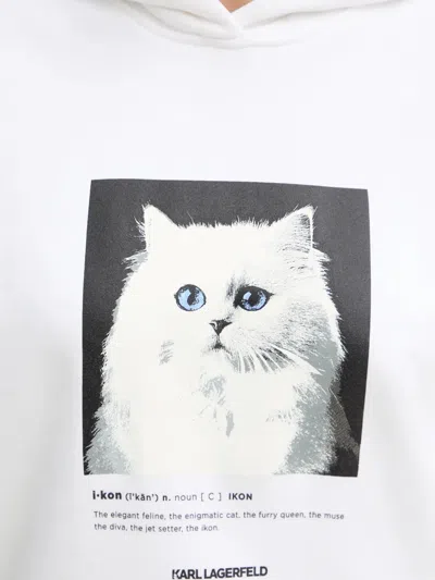 Karl Lagerfeld Cat-print Hoodie In White