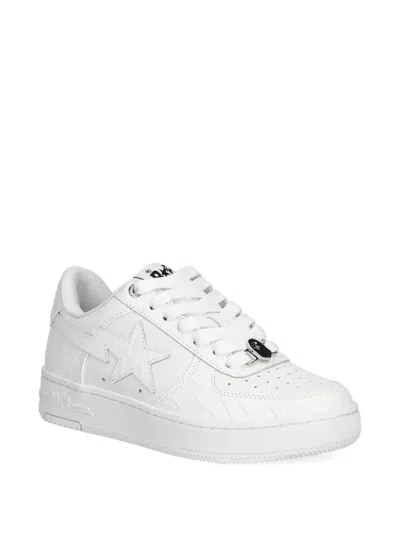 A Bathing Ape Bape Sta #3 L Textured Sneakers In White