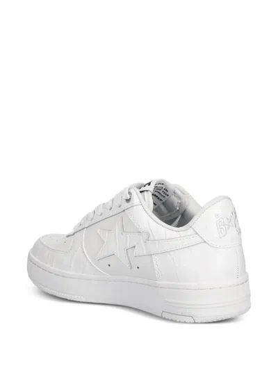 A Bathing Ape Bape Sta #3 L Textured Sneakers In White