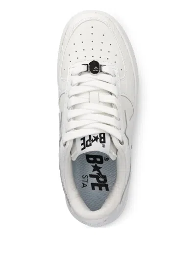 A Bathing Ape Bape Sta #3 L Textured Sneakers In White