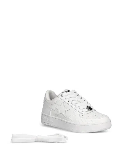 A Bathing Ape Bape Sta #3 L Textured Sneakers In White