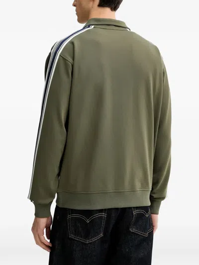 Marc O'polo Zip Striped Sweater In Green