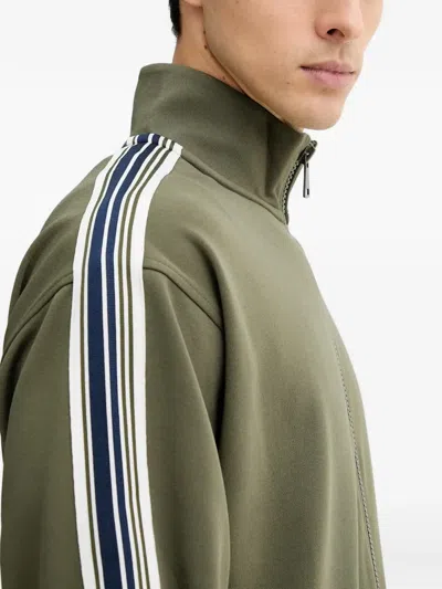 Marc O'polo Zip Striped Sweater In Green