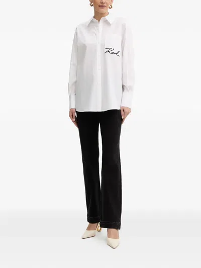 Karl Lagerfeld Pocket-embroidery Shirt In White