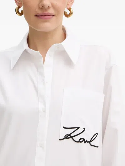 Karl Lagerfeld Pocket-embroidery Shirt In White