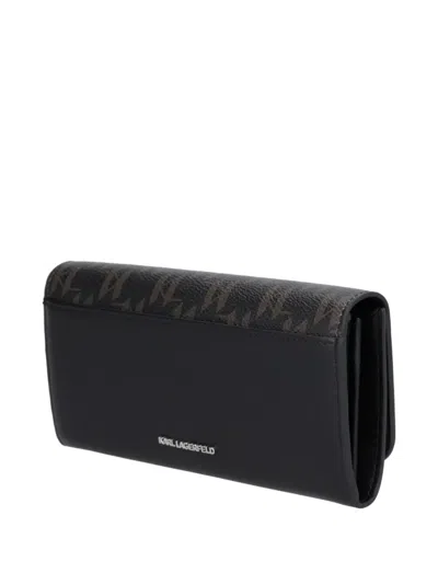 Karl Lagerfeld Ikon Monogram Wallet In Black