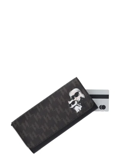 Karl Lagerfeld Ikon Monogram Wallet In Black
