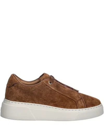 Hugo Boss Lace-up Sneakers In Brown
