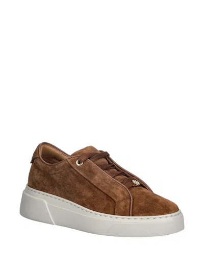 Hugo Boss Lace-up Sneakers In Brown