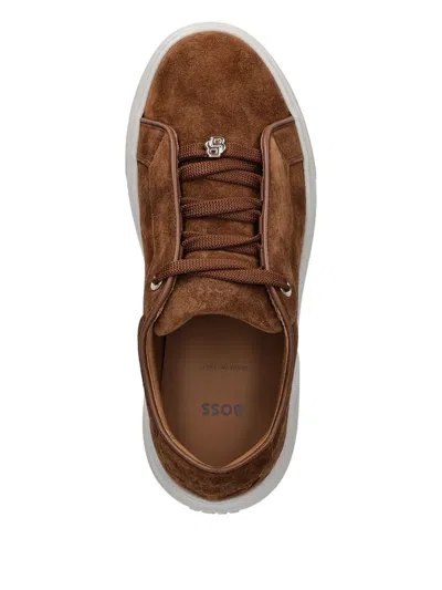 Hugo Boss Lace-up Sneakers In Brown