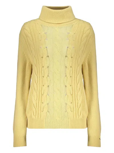 Herno High-neck Cable-knit Sweater In Yellow