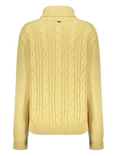 Herno High-neck Cable-knit Sweater In Yellow