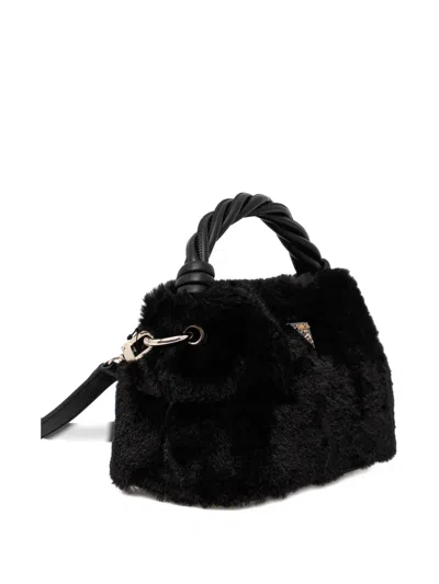Guess Usa Faux-fur Twist Tote Bag In Black